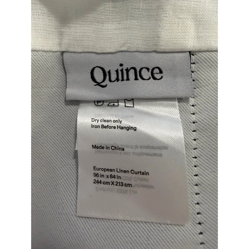 Quince European Linen True Blackout Curtain White Single Panel 98